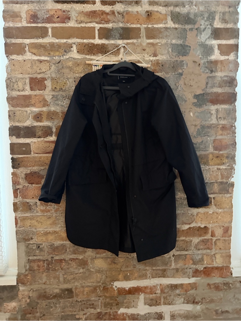 Everlane Black Trench Coat with Hood